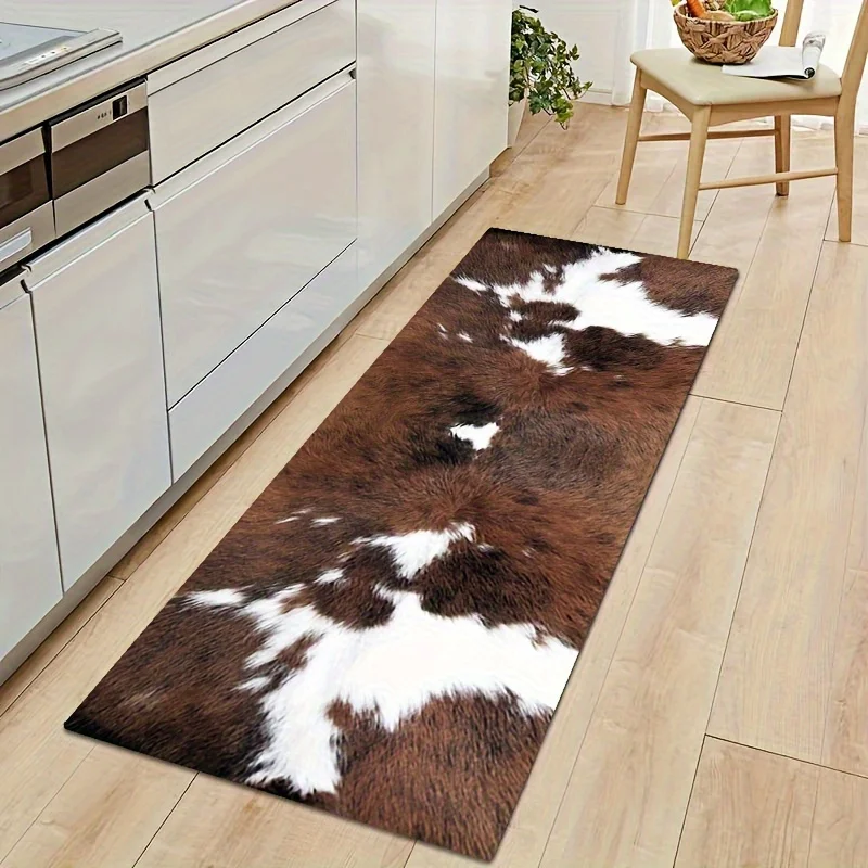

Cowhide Print Animal Pattern Kitchen Mat, Non-Slip Washable Durable Runner Rug for Kitchen, Bathroom,Laundry Room and Home Decor