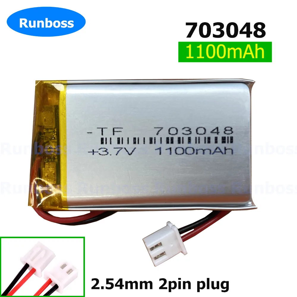 1-10pcs 3.7V 703048 1100mAh 2.54mm Lithium Polymer Battery for MP3 GPS Driving recorder LED Light Speaker Toy Portable DVD PDA