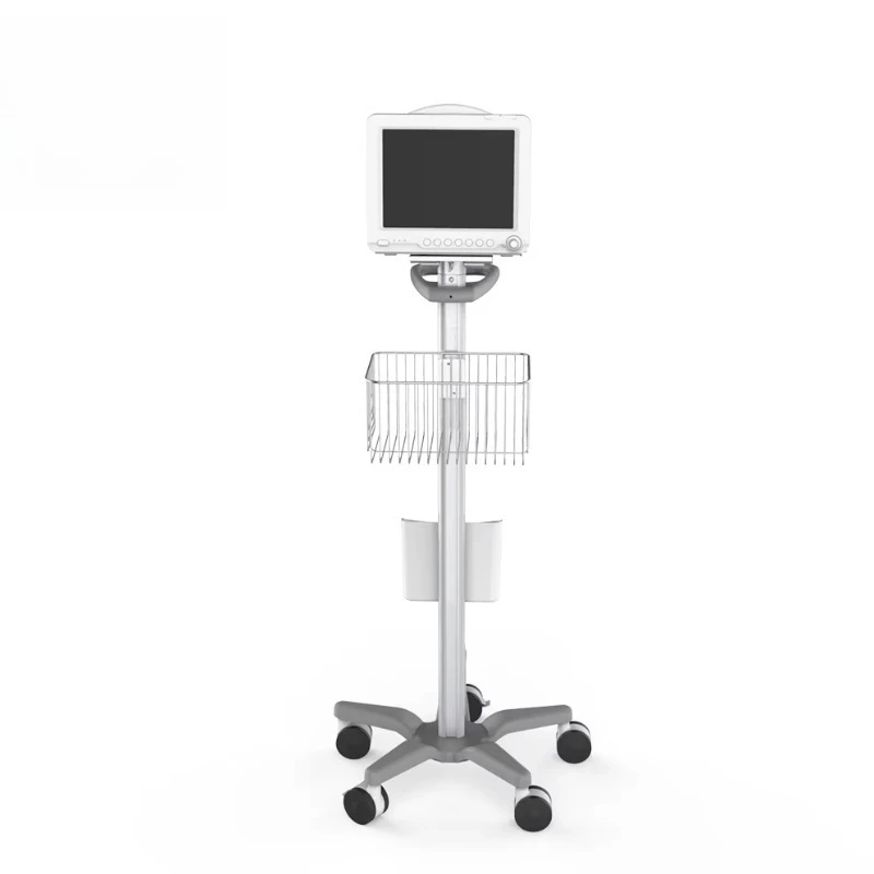 Medical Utility Cart Trolley Medical Monitor Cart Vital Signs Monitor With Basket Por     Trolley
