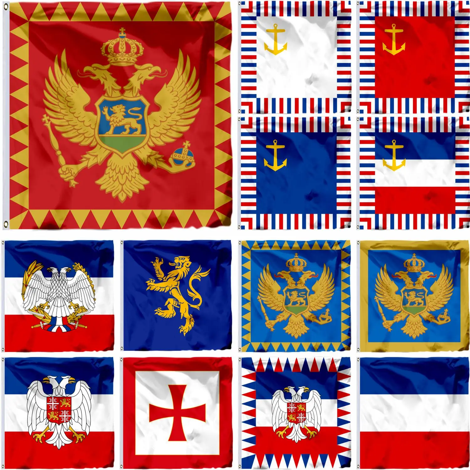 

Montenegro Naval Standard President Flag Alaj Barjak Prince Danilo I 1858 4X4FT King Nikola I 120x120CM Prince Bishopric Banner