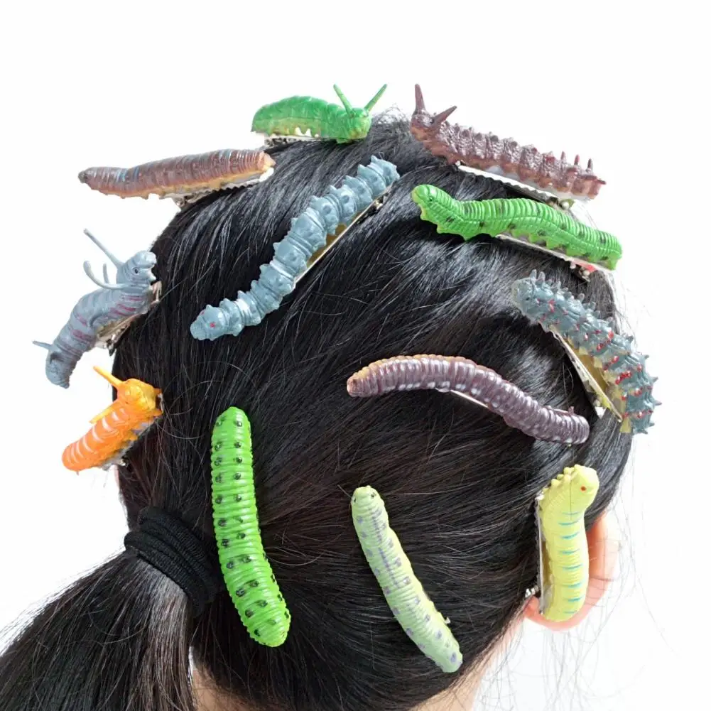 Handcrafted Hairpin Caterpillar Hair Accessory Hand-painted Caterpillar Hair Clip Set Cute Design Resin for Women for Stylish