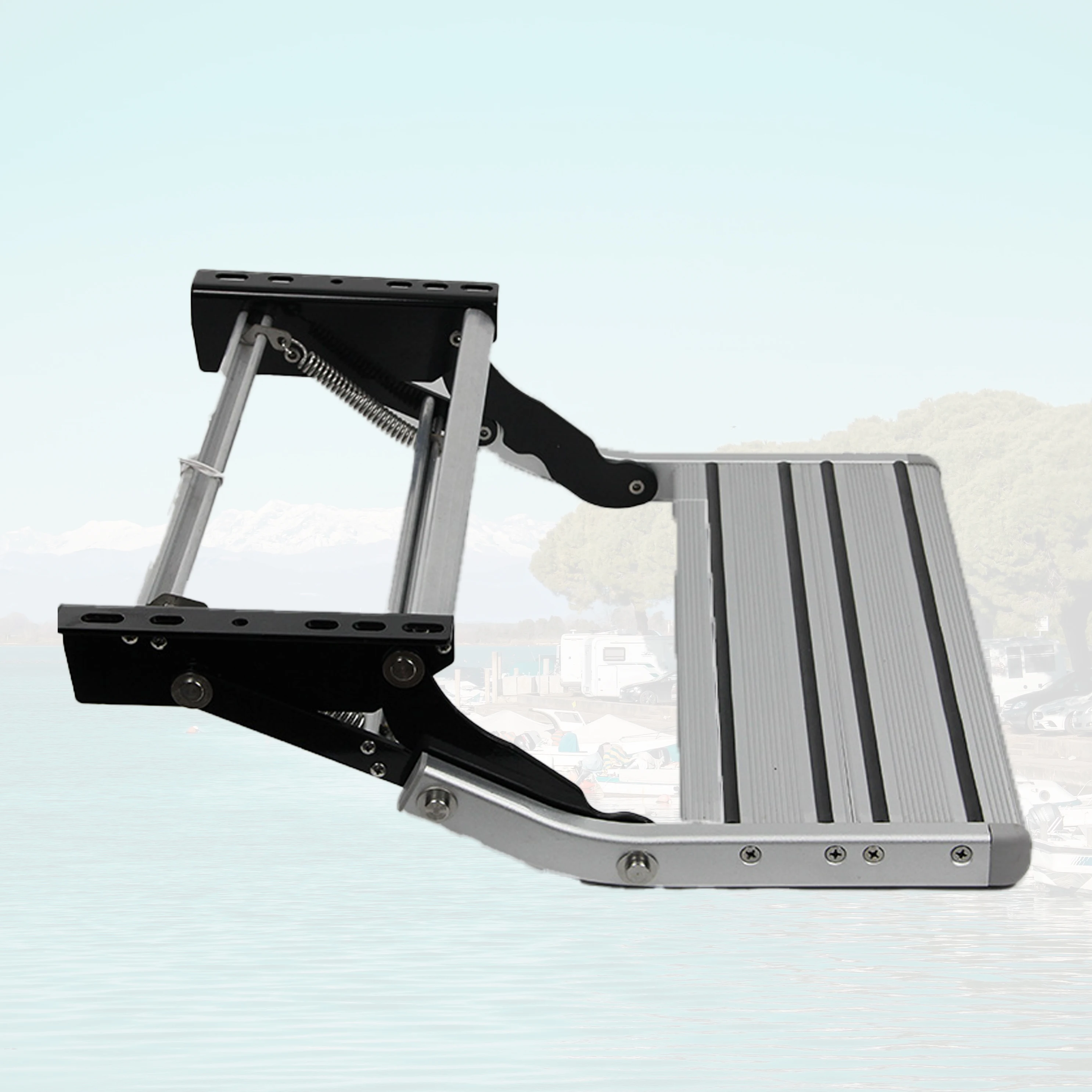 

Hot Sale RV Motorhome Caravan High Strength Folded Step for Sale Single Double Manual Step for RVs Motorhome