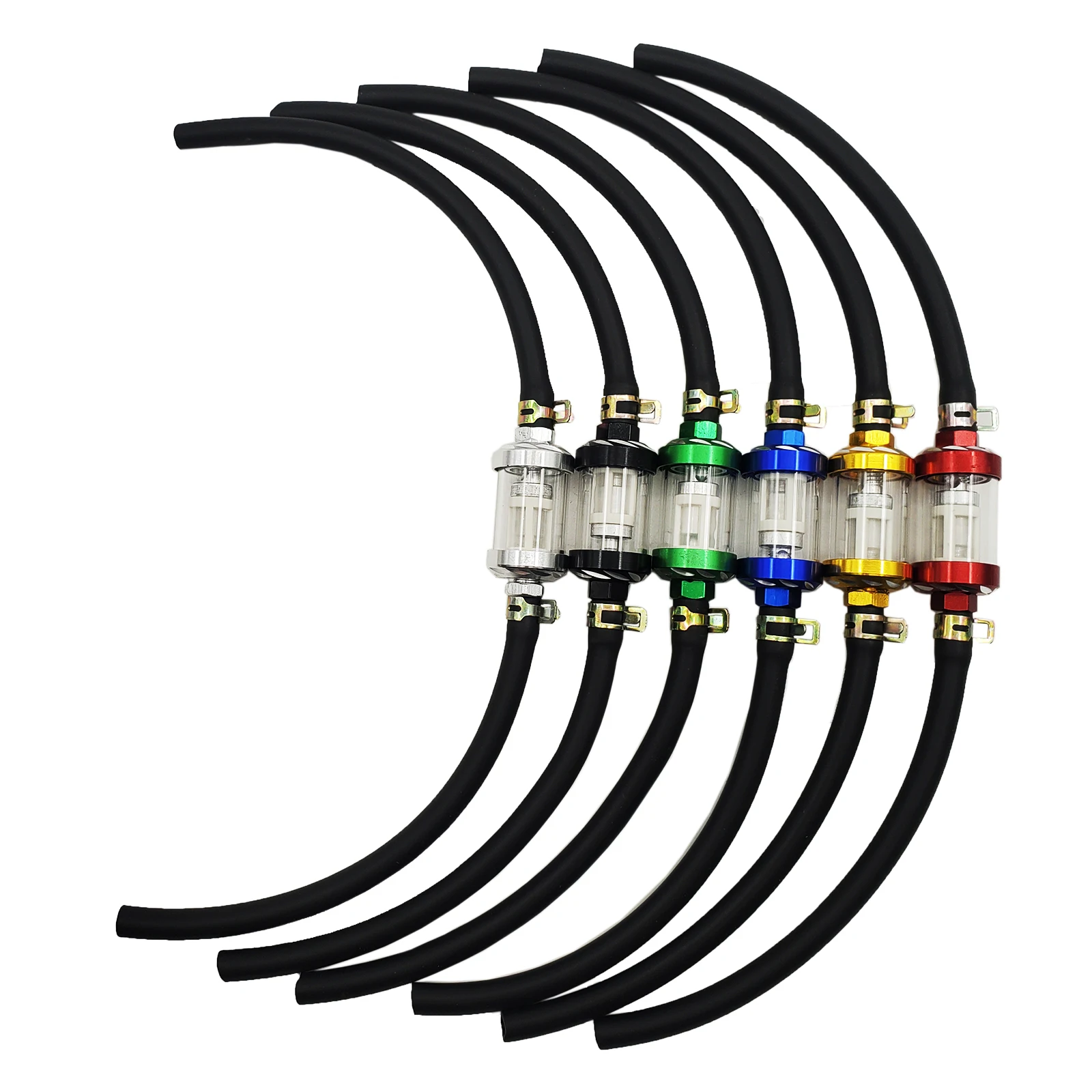 8mm Motorcycle Inner Fuel Filter Gasoline Filters + Petrol Fuel Line Hose + Clips Moto Scooter Dirt Bike CNC Aluminium Alloy image 3