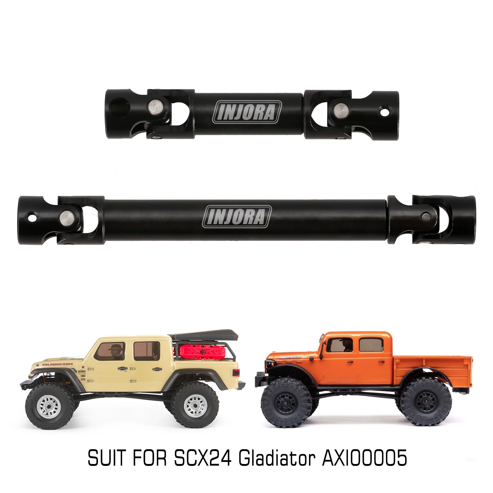 INJORA-eje de transmisión de acero de 2 piezas, eje central delantero y trasero para coche teledirigido 1/24, Axial SCX24 Jeep gladiador AXI00005, piezas de actualización