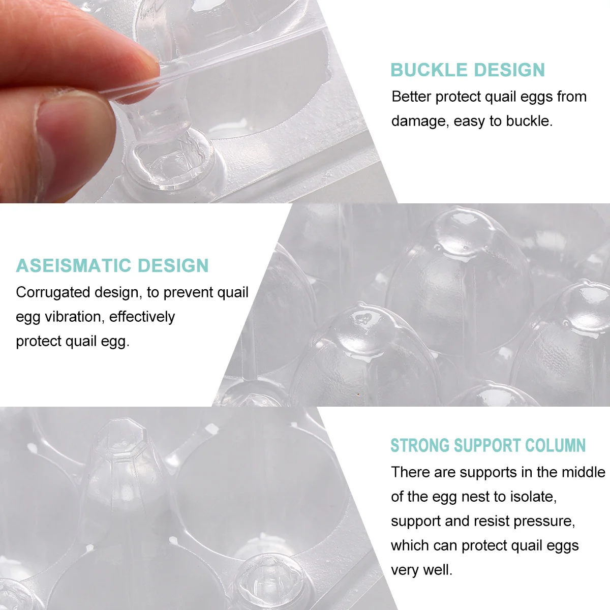 

12Pcs Quail Egg Storage Box Transparent Plastic Egg Holder Flat Tray Pack Carrier for Refrigerator Home Picnic Camping