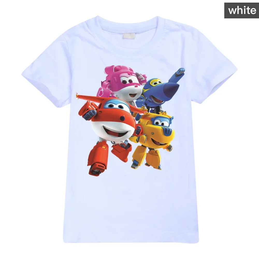 Cartoon Super Wings Boys T-shirt Summer Girls T Shirt Kids Tops Cartoon Graphic Tees Children O-neck Tshirt Cotton 2-15Y