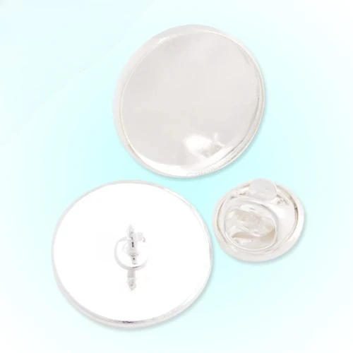 

20pcs 18mm Silver Plated Copper Cameo Brooch back,brooch bezel,Tie Tac Clutch with 18mm Round Bezel Cup for jewelry making-C2336