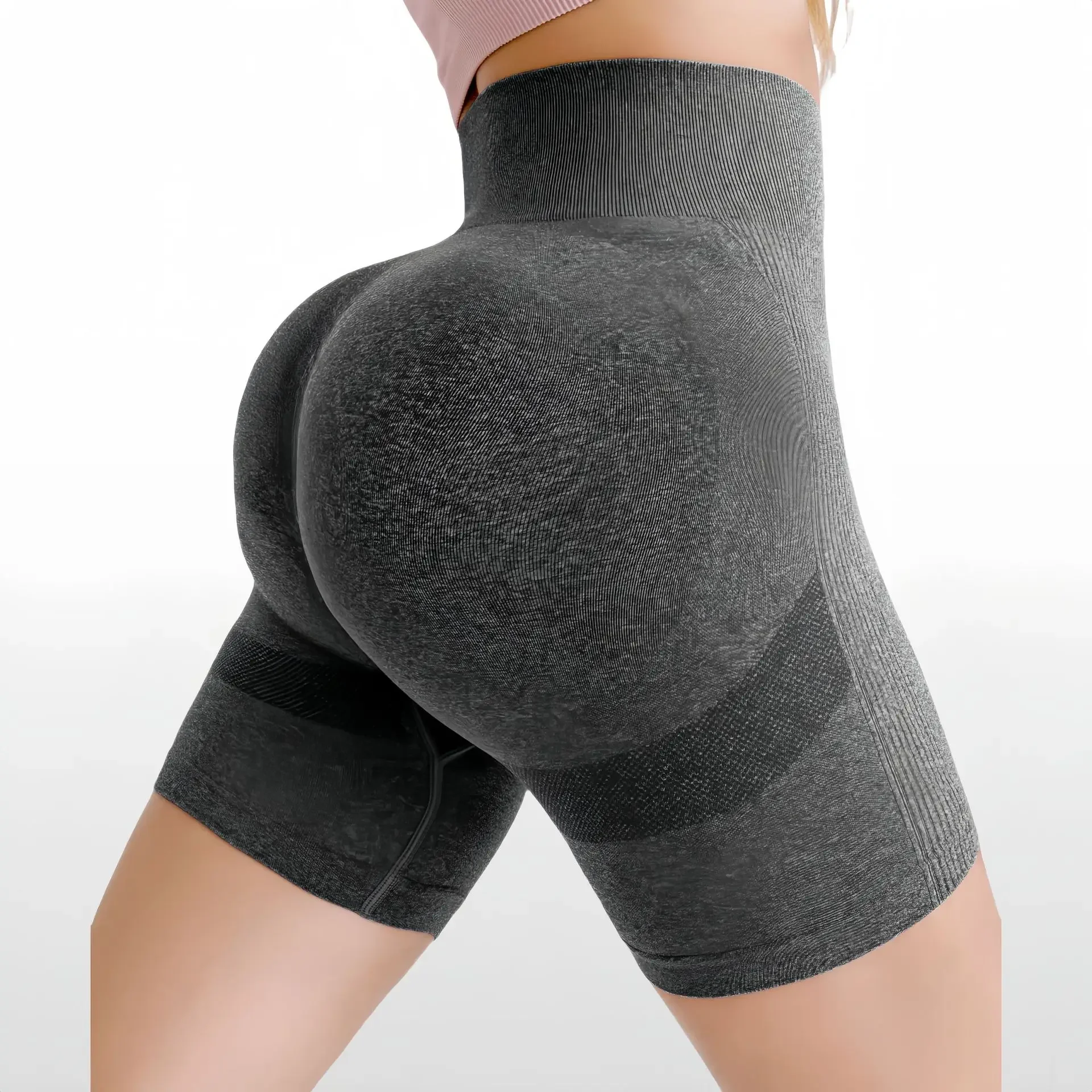 High waist fitness shorts, high elastic, quick-drying and breathable cycling, running and sports 4-point pants