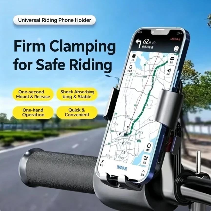 Multi‑Function 360°Rotatable Anti‑Shake Phone Holder Motorcycle Bicycle Handlebar Rearview Mirror Universal Fixed Bracket