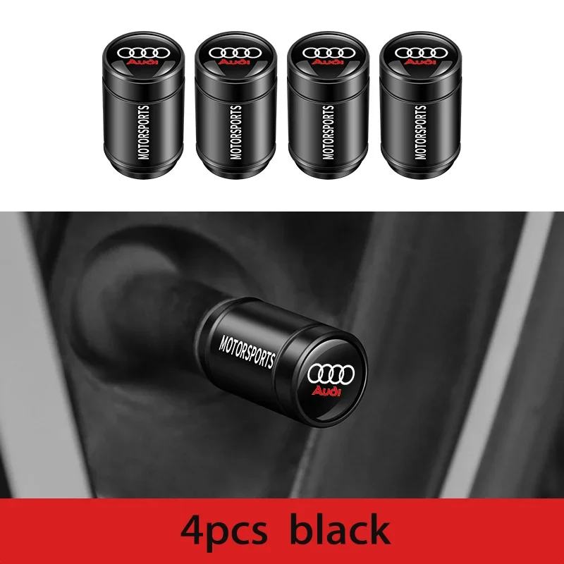 4Pc/set Car Wheel Tire Valve Caps Air Stem For Audi A5 A6 C6 C5 A1 A7 A8 Q2 Q3 S3 A4 B5 B6 A3 8P 8V 8L Rs S Tyre Plug Accessorie