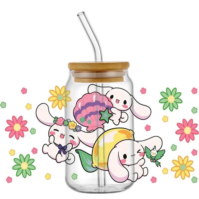

New 16OZ UV DTF Cup Wrap Transfers Sticker 3D Cartoon Cinnamoroll Custom Labels Durable Waterproof Logo For Libbey Glass Can