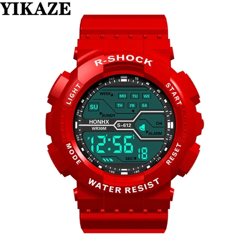 Reloj electrónico Digital YIKAZE para hombre, reloj deportivo con brillo de 55mm, Esfera Grande para estudiantes, tendencia de aventura al aire libre, relojes multifuncionales
