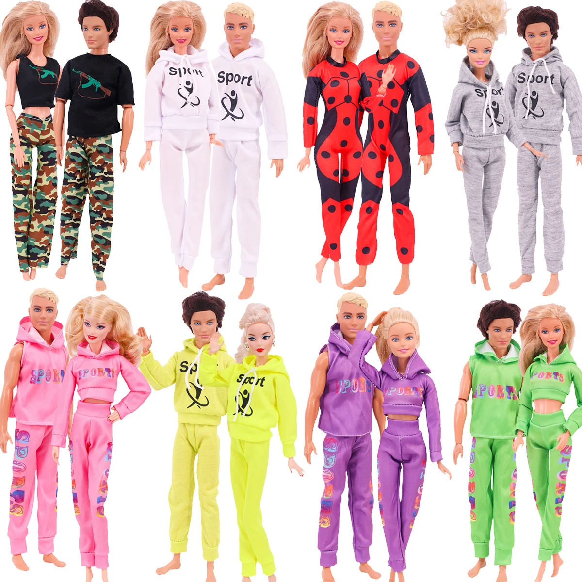 2pcs Couple Outfit Doll Clothes Sportswear Hero Camouflage Suit For Ken&Barbis Doll Daily Clothing Accessories Girl's Toy Gifts