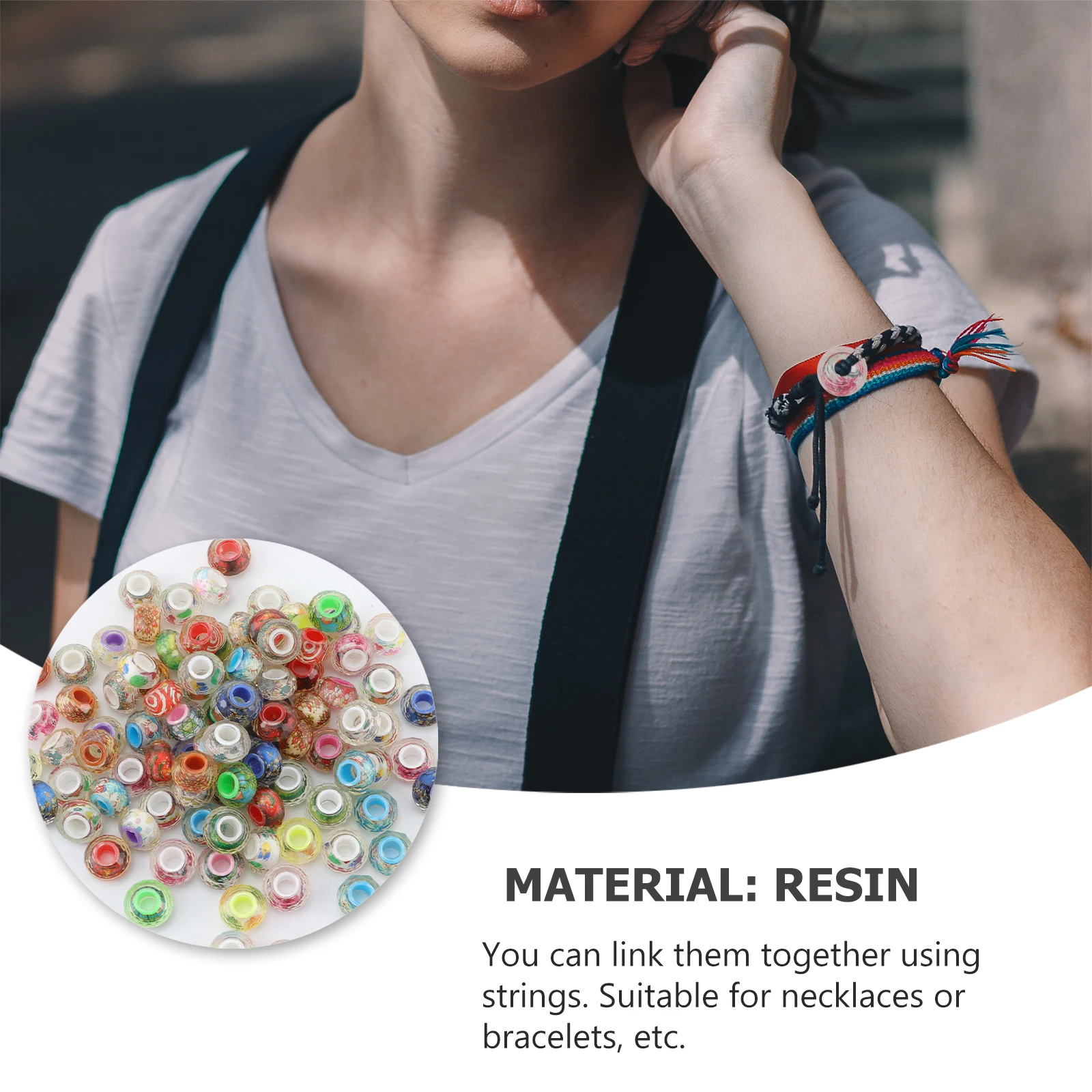 

100pcs Christmas Beads Charm Large Hole Diy Bracelet Spacer Resin Craft Necklace Anklet Earring Making Ornament