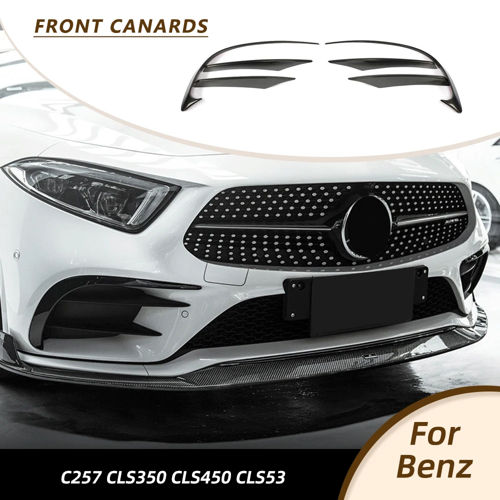 

Car Front Bumper Canards for Merecedes Benz C257 CLS350 CLS450 CLS53 Car Front Bumper Splitters Fins Body Kits Carbon Fiber
