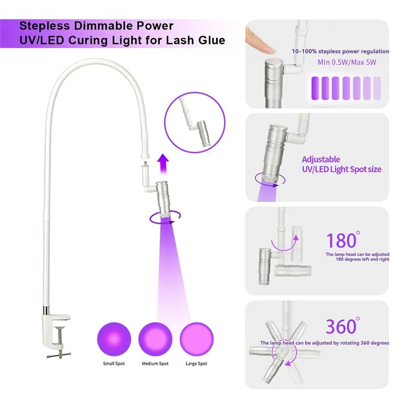UV Eyelash Glue Floor Lamp UV Ultraviolet Light 1-Second Fast-Curing Aperture B UK Plug