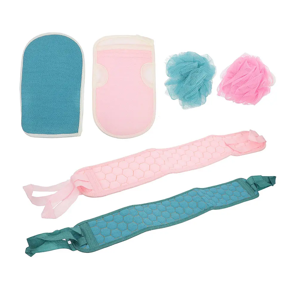 

1Set Cotton Fiber Back Scrubbers Bath Scrub Towels Long Shoulder Strap Body Exfoliating Gloves Practical Shower Accessories