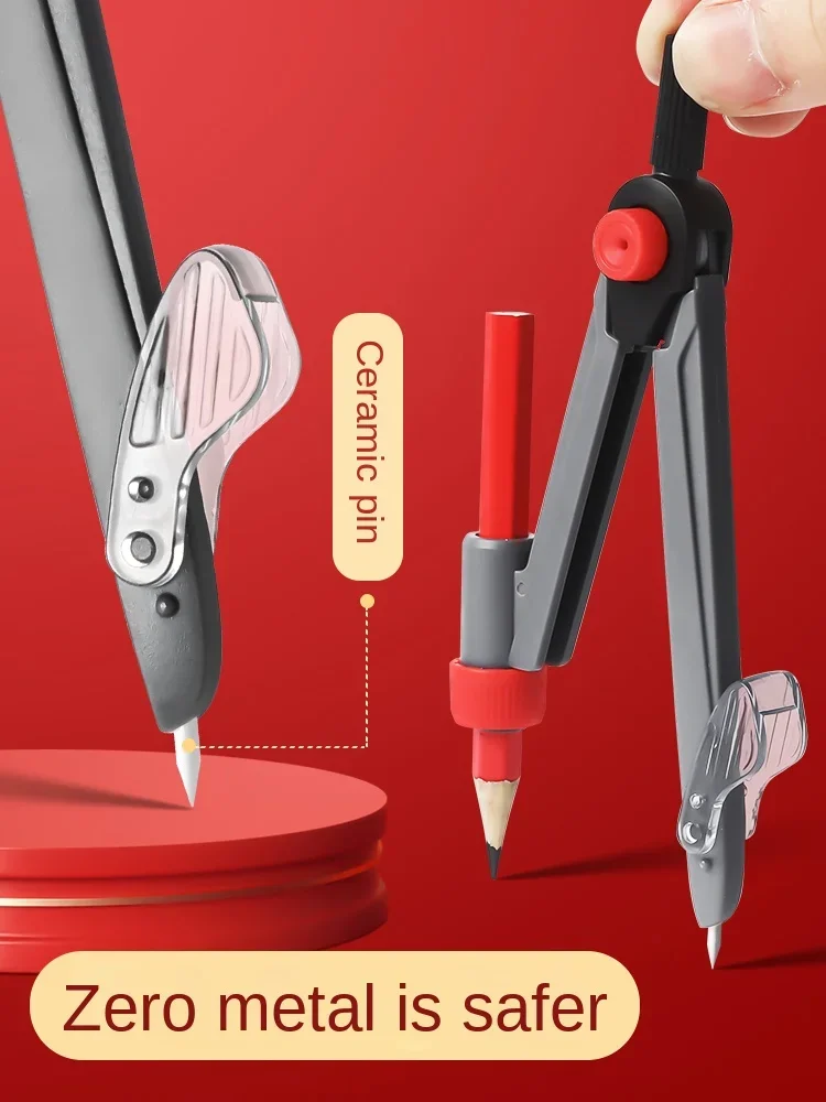 M&G Plastic Drawing Compass Set with Pencil Sharpener Stationery Set Math Geometry Drafting Tool Clip Pen Type Draw Circle Tool