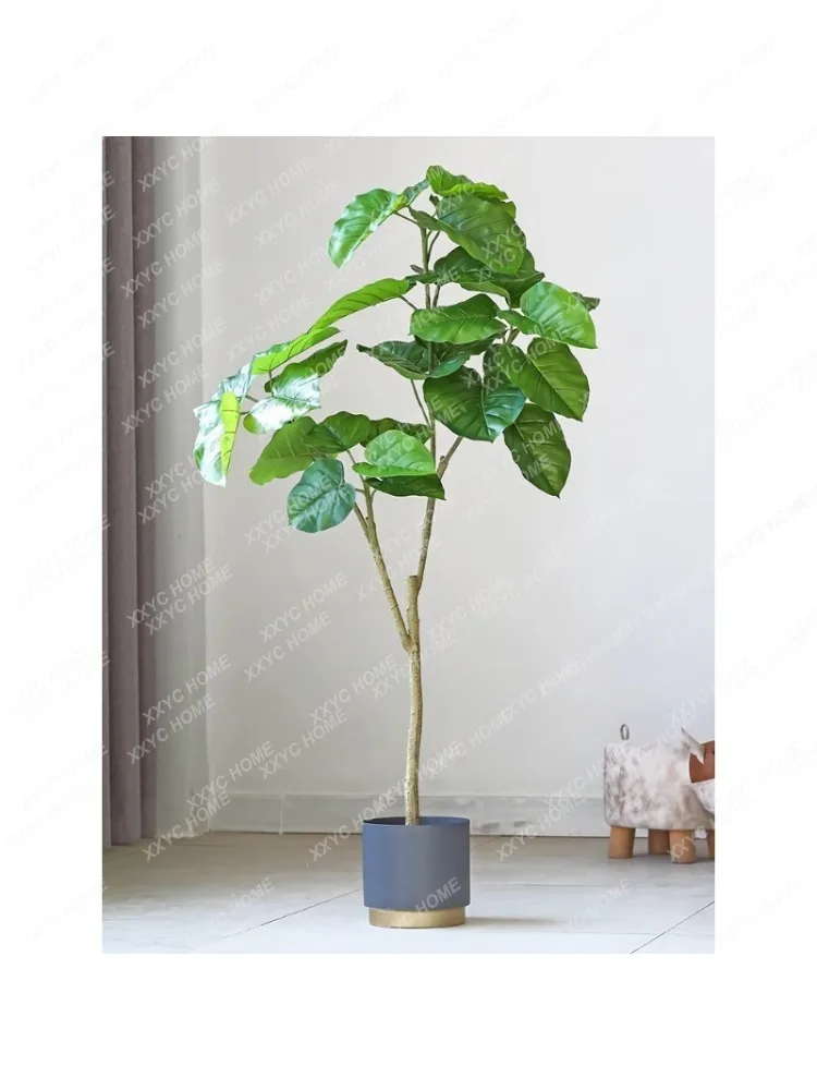 Artificial Plant Japanese Love Banyan Heart Leaf Banyan Pot Large Fake Green Plant Bonsai Living Room Decoration