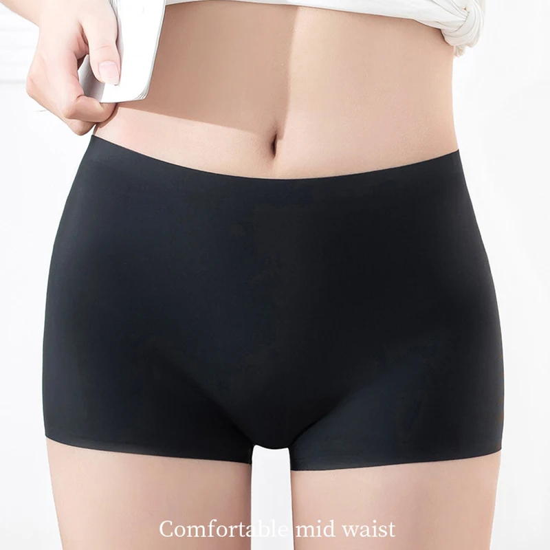 Pantalones de seguridad de cintura media para mujer, pantalones cortos debajo de la falda, bragas sin costuras de seda helada, calzoncillos Boxer transpirables, pantalones cortos de ciclismo XXL