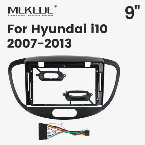 MEKEDE Marco de Radio de coche de 9 pulgadas para Hyundai i10 2007-2013 marco de bisel Panel de montaje marco Cable protocolo arnés Fascia