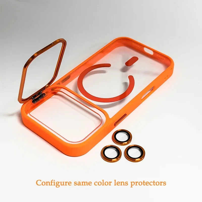 Luxuriöse Linsen-Metallhalterung Transparente Magnetische Hülle für iPhone 18 17 16 15 14 13 Pro Max für Magsafe Stoßfeste Klare Rückabdeckung – Detail 3