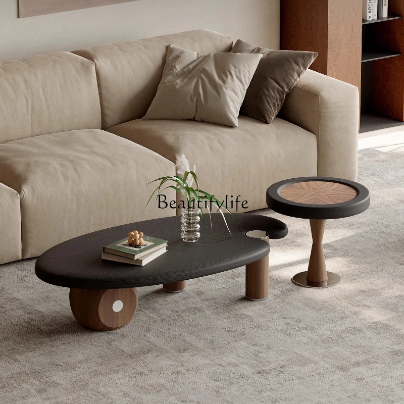 

Medieval oval coffee table living room home light luxury high-end coffee table