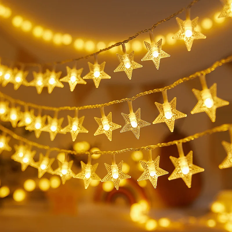 1PC 10/20//40/80 LED Star String Lights Battery Operated Fairy Lights for Christmas Tree Bedroom Room Party Home Wedding Decor