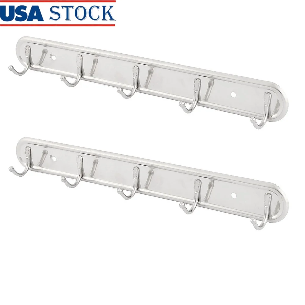 

Настенный 5 крючков, вешалка для пальто, шляпы, полотенец, 2 шт., металлические сумки для хранения, шарфы, одежда, простая установка, устойчивая к ржавчине