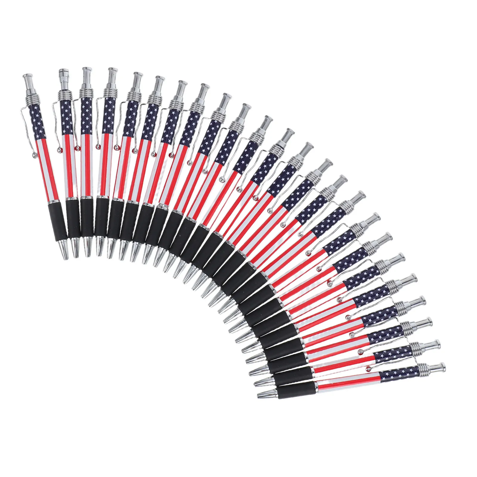 

24Pcs Black Ink Ballpoint Pens American Flag Design 1.0mm Tip Retractable Smooth Writing Fast Drying for Office School Home