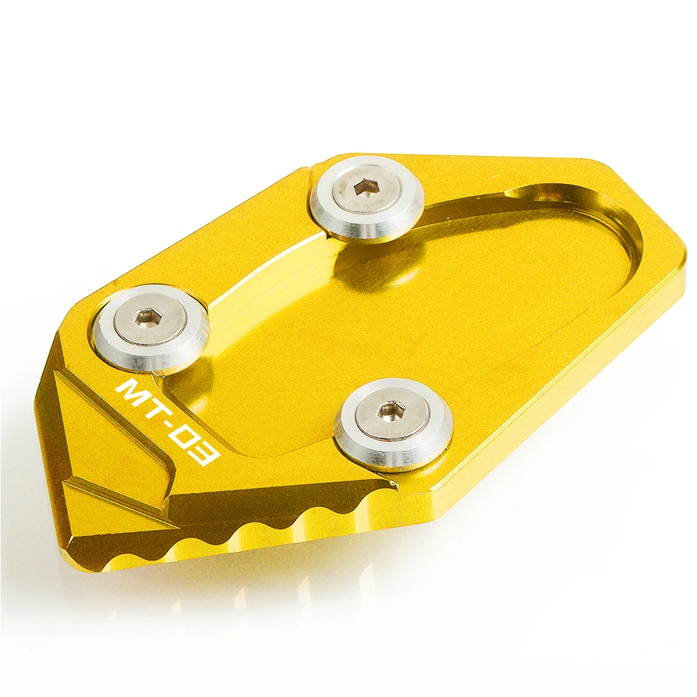 CNC สําหรับ Yamaha MT03 2015 2016 2017 2018 2019 อุปกรณ์เสริมรถจักรยานยนต์ Side Stand Enlarger Pads สนับสนุน Extension Side Brace Assist