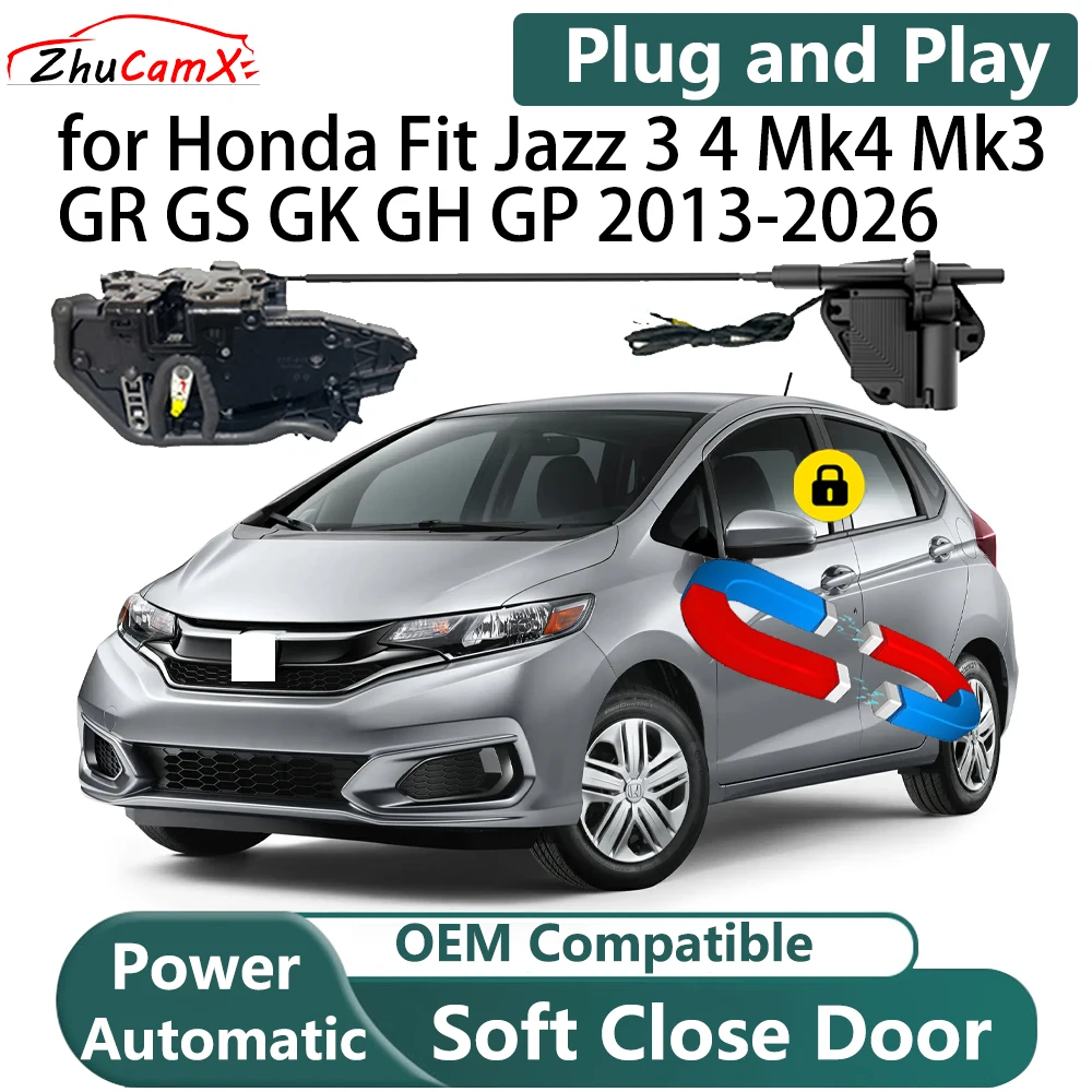 for Honda Fit Jazz 3 4 Mk4 Mk3 GR GS GK GH GP 2013-2026 Car Auto Smart Electric Soft-Close Closer Power Door Latch Kit System