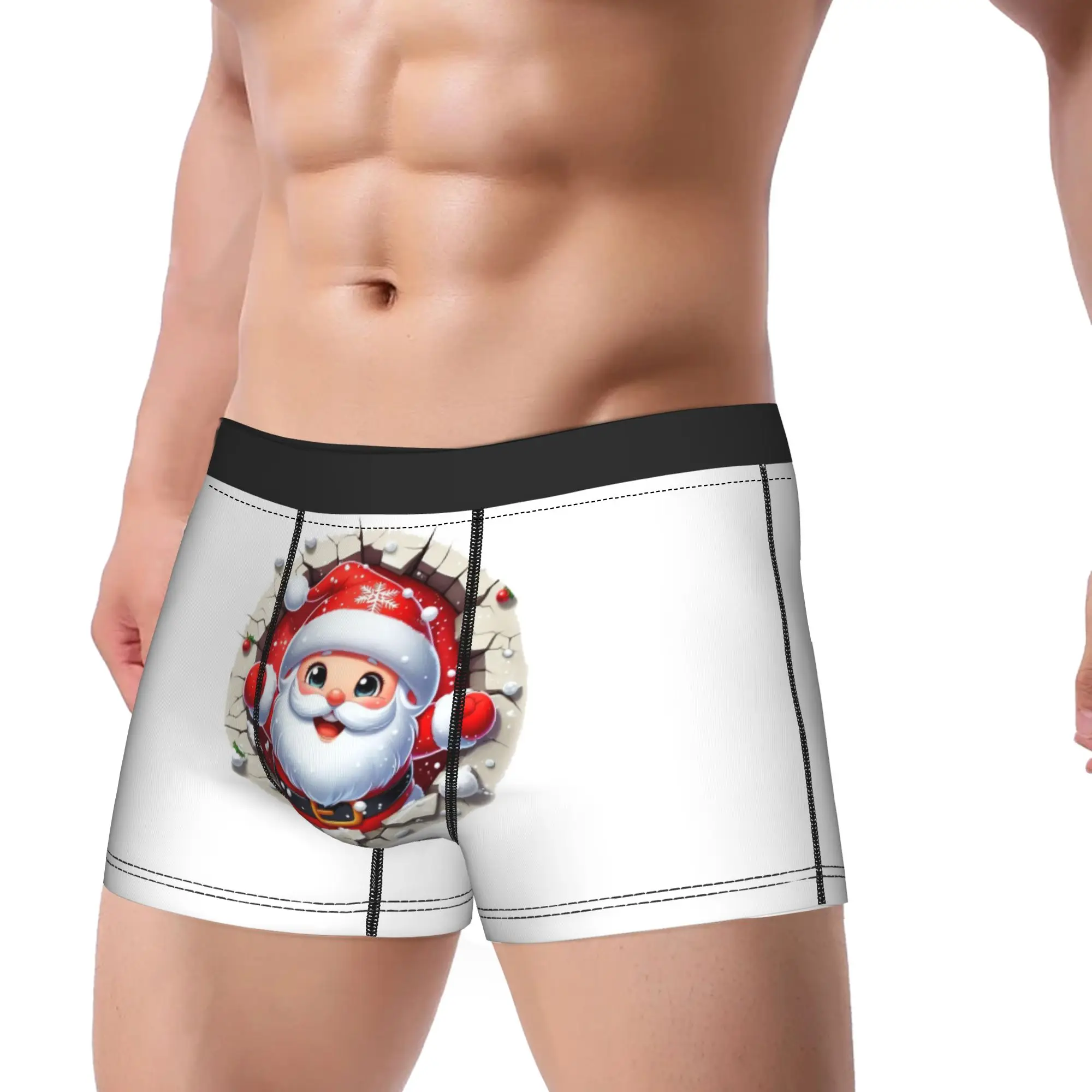 Santa Claus Christmas Holiday Winter Snowflake Boxers Novelty Gift For Man Fun Underwear  Boxer Briefs