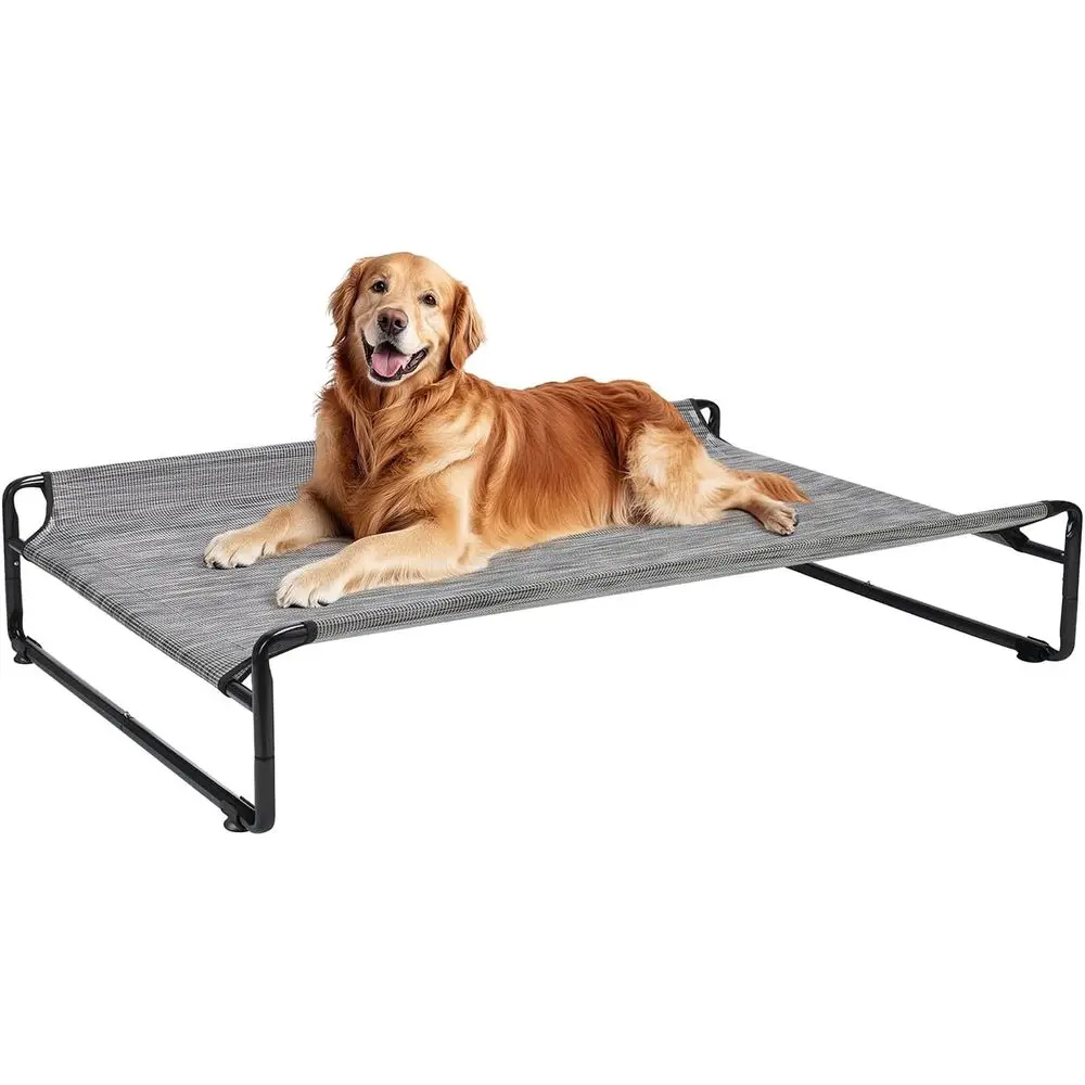 

Elevated Dog Bed, Cooling Raised Dog Cot for Large Dogs, Portable Standing Pet Hammock Platform with Washable Breathable Mesh, N