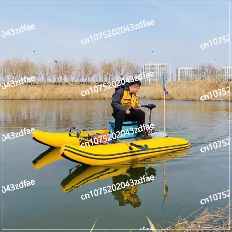 

Двойная понтонная лодка, плот, рыбацкая лодка, портативный надувной понтон из алюминиевого сплава