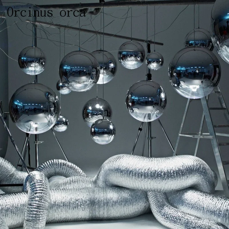 Modern led plating ball chandeliers restaurants  study bedroom creative personality glass ball Chandelier free shipping