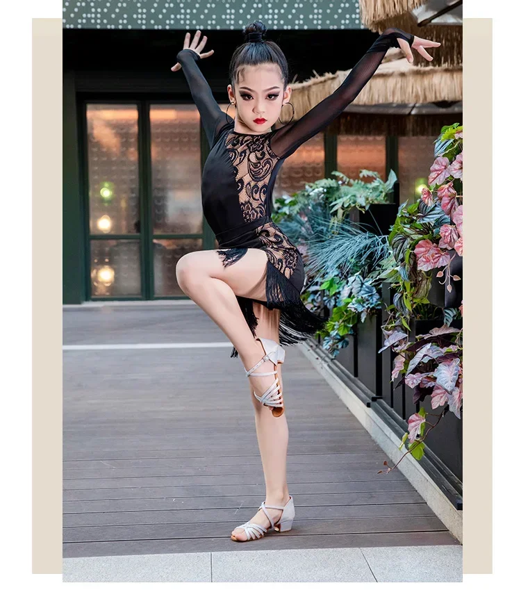 2022 New Latin Dance Costumes for Girls Children Summer Latin Dance Skirt Suit Dance Performance Wear