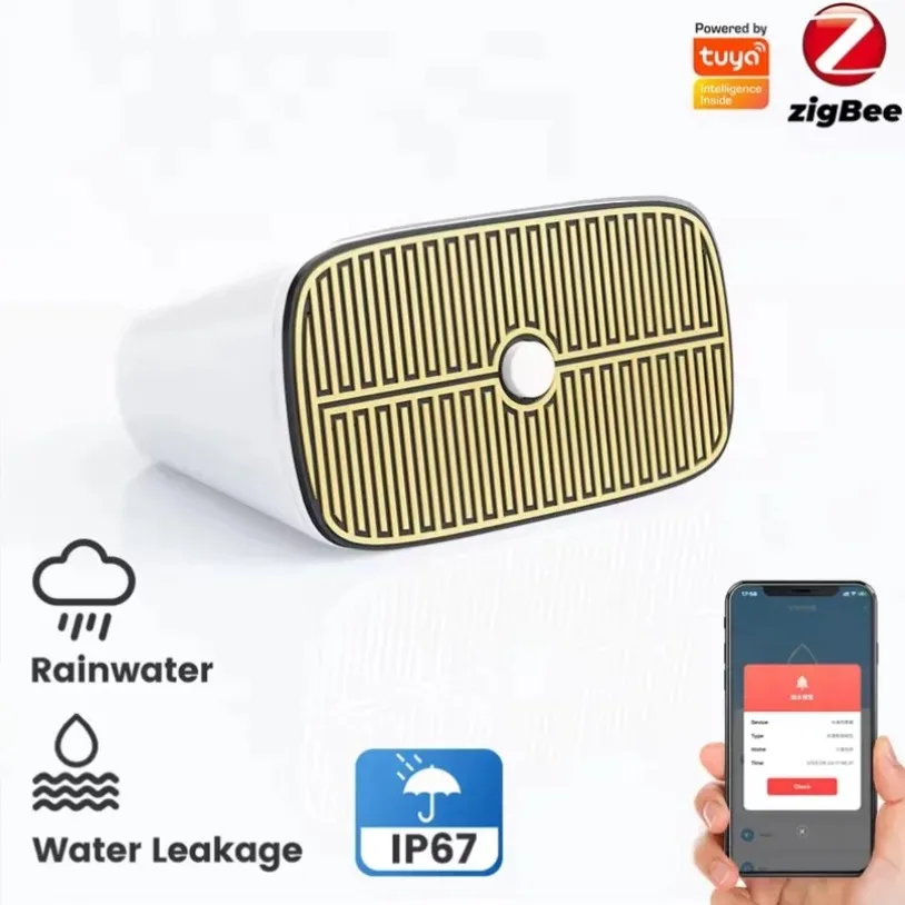 IP67 Waterproof Zigbee Rain Sensor Tuya Smart Wireless Rain Detector Real-Time Rain Status Monitoring Need Zigbee Gateway Hub