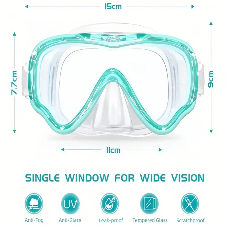 Kids Swimming Goggles Anti Fog with Nose Cover No Leaking Clear Wide Vision Snorkeling Diving Mask Pool Beach Eyewear