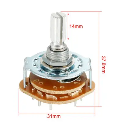 2P5T 2 Pole 5 Position Single Deck Band Selector Rotary Switch,Pack of 2
