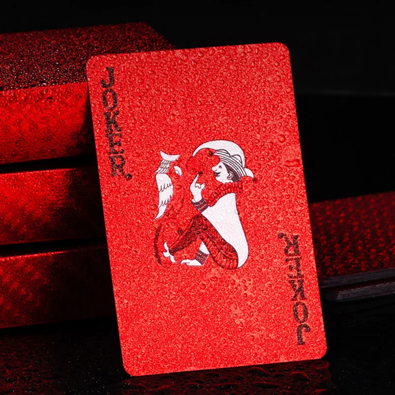 Cartas de jogo de plástico vermelho pvc poker impermeável lavável parker rústico ouro ano do dragão criativo cartão engrossado personalizado