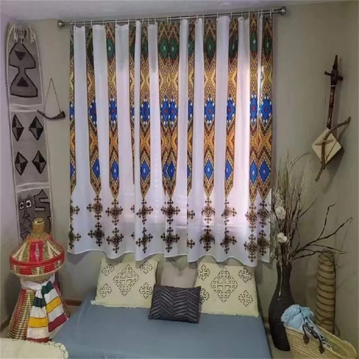 

3D Luxury Ethiopian Design Moroccan Style Sunshade Curtains 2-Panel Living Room Bedroom Home Decor Curtains Free Delivery