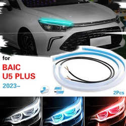 Headlamp Light Guide Strip Scan LED Running Water Light For BAIC U5 PLUS 2023 Car Decorative Light Streamer Turn Signal Light