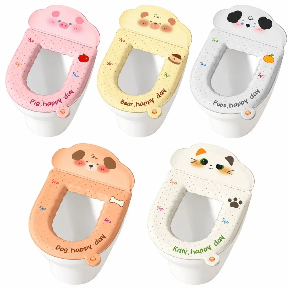 Durable Cartoon Animal Toilet Seat Cushion Washable Waterproof Toilet Lid Cover With Backrest Aromatherapy Toilet Seat Pad Home