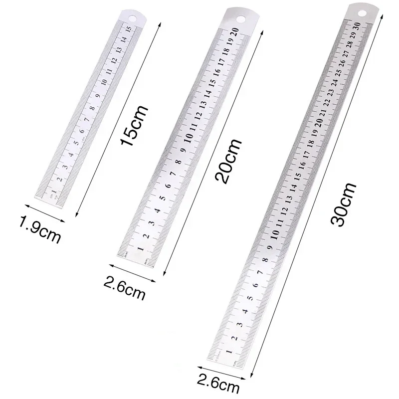 Metal Ruler Stainless Steel Straight Ruler 15/20/30cm Student Rulers Precision Double Sided Measuring Tool for Woodworking Draw