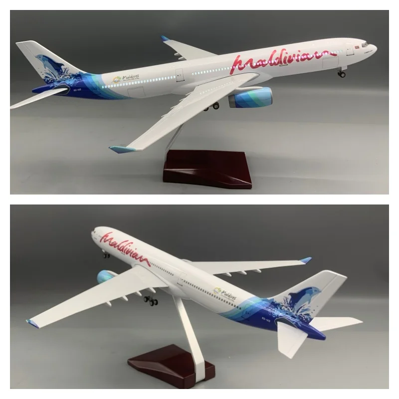 47cm Plane Model A330 Maldives Airlines Air-bus Resin Airplane Models With Landing Gear Wheels Collectible Miniatures Displays