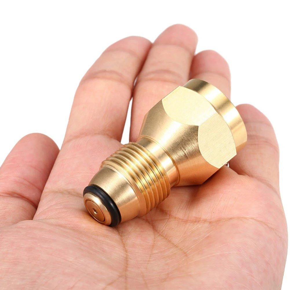 Adaptor Isi Ulang Gas Propana Kuningan Teraman untuk Botol Sekali Pakai Lempar 1 Lb Silinder Tangki Tipe POL Ke Botol Gas 1 Bl