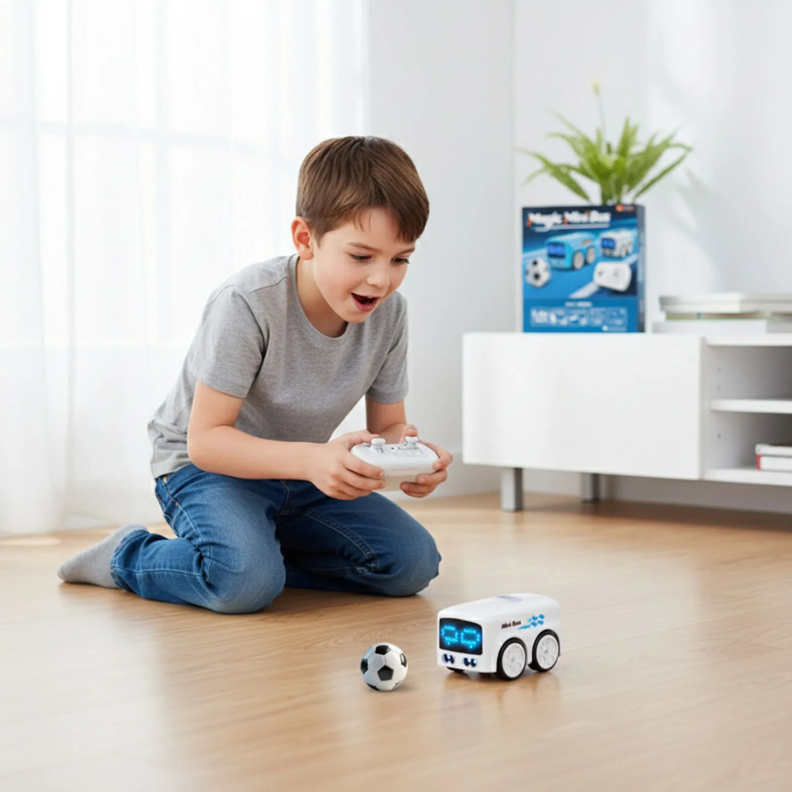 Mini Gesture Following Small Bus Auto-Follow Line Tracking Sensing Obstacle Avoidance Magic RC Mini Bus for Kids Desktop Play