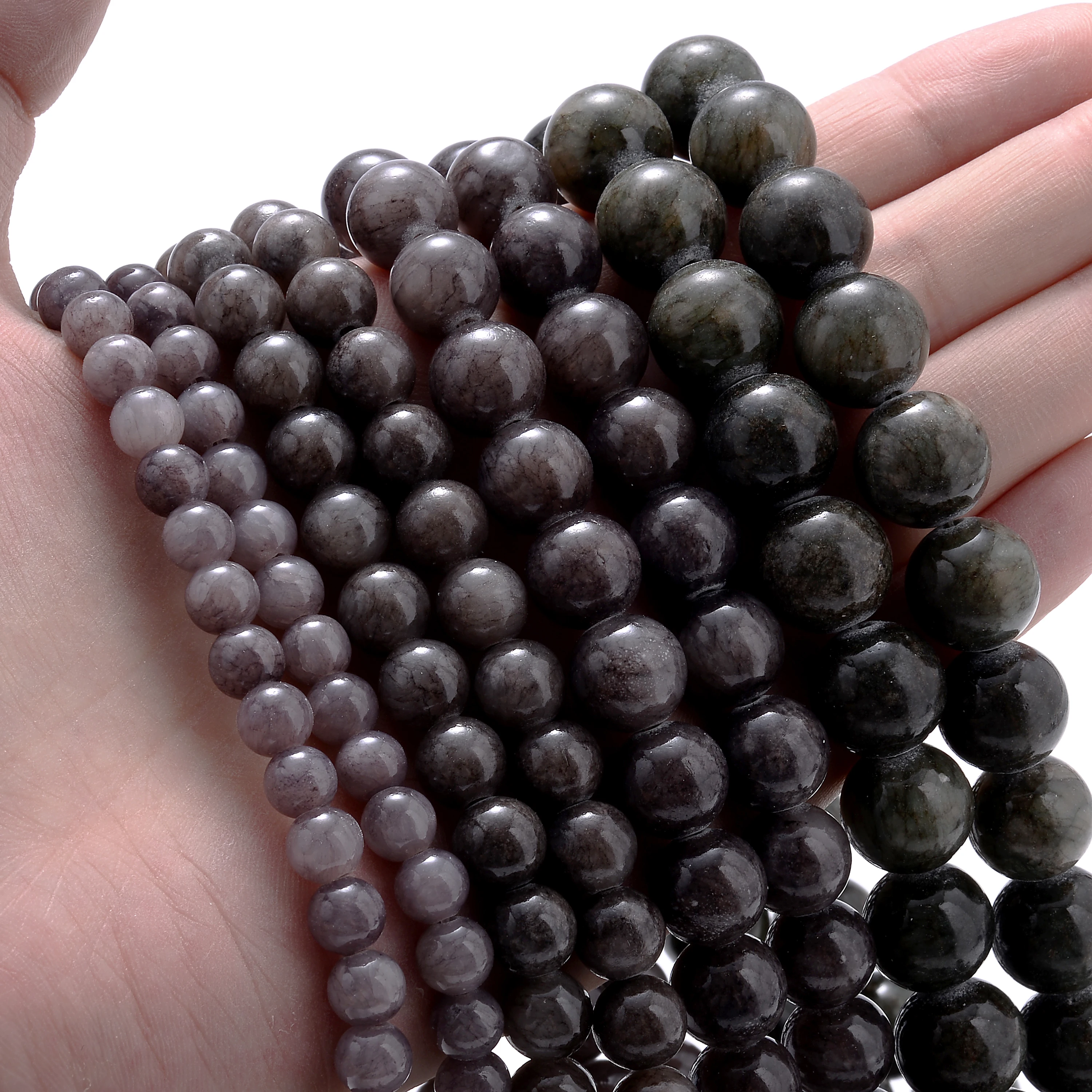 6/8/10/12mm Natürliche Chalcedon Stein Perlen Gary Jade Lose Spacer Perlen für Schmuck Machen DIY Armband Halskette Zubehör