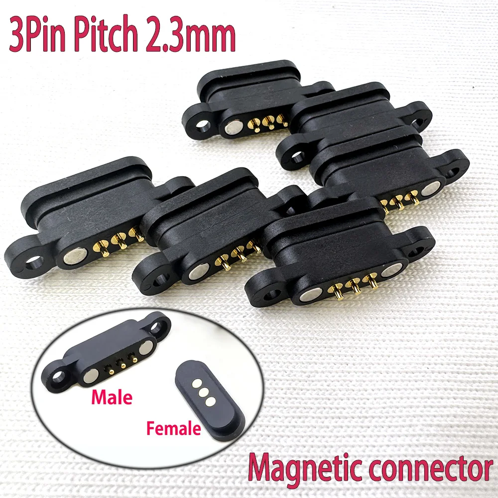 10set 3pin magnetic connectors top pin spring pin magnetic suction male/female seats high current magnetic suction charging head
